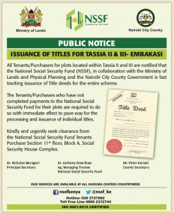 Issuance of Titles for Tassia Embakasi 